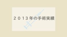 ２０１３年の手術実績