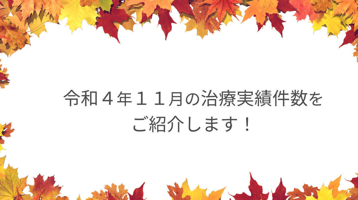 令和４年１１月の治療実績件数をご紹介します！